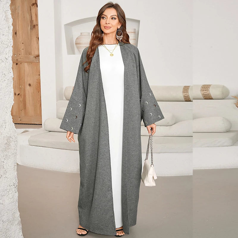 Moon Embroidery Open Abaya