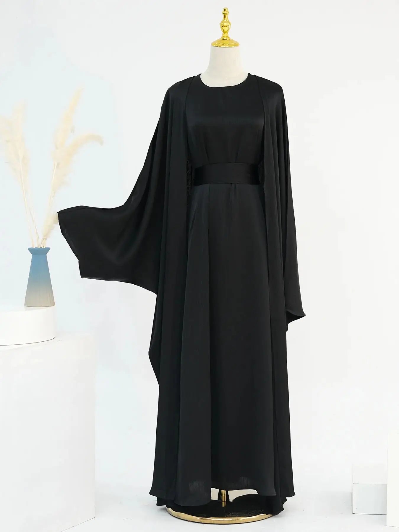 Elegant Satin 3-Piece Abaya set for women