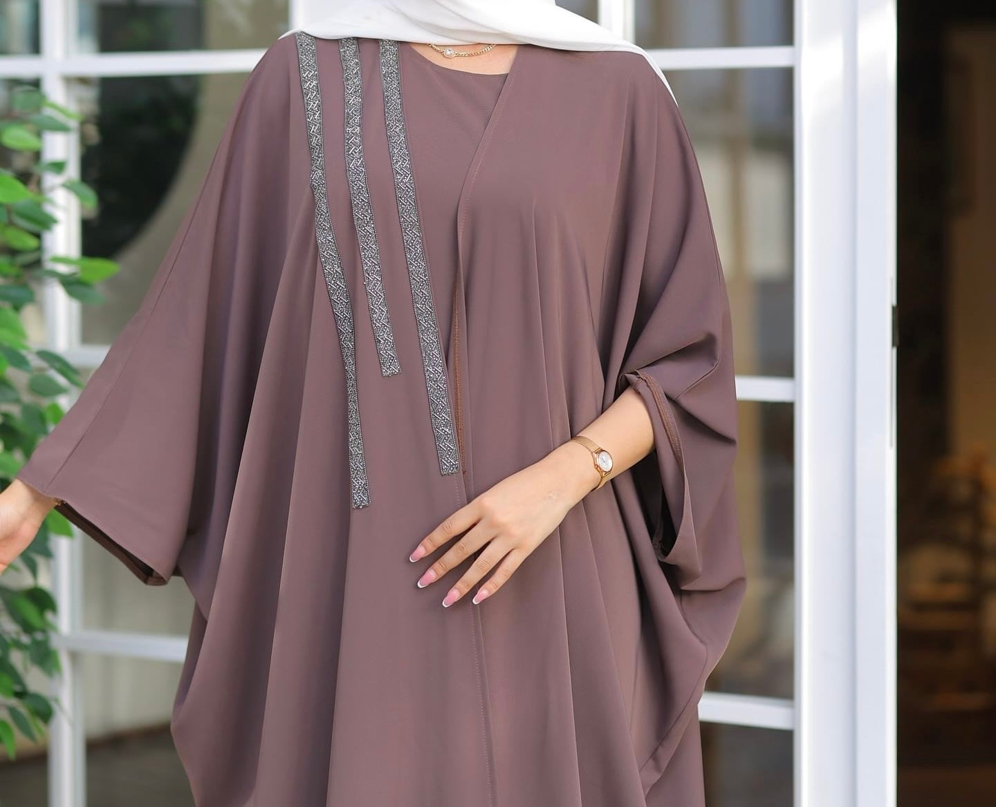 Mauve 4-Piece Abaya Set