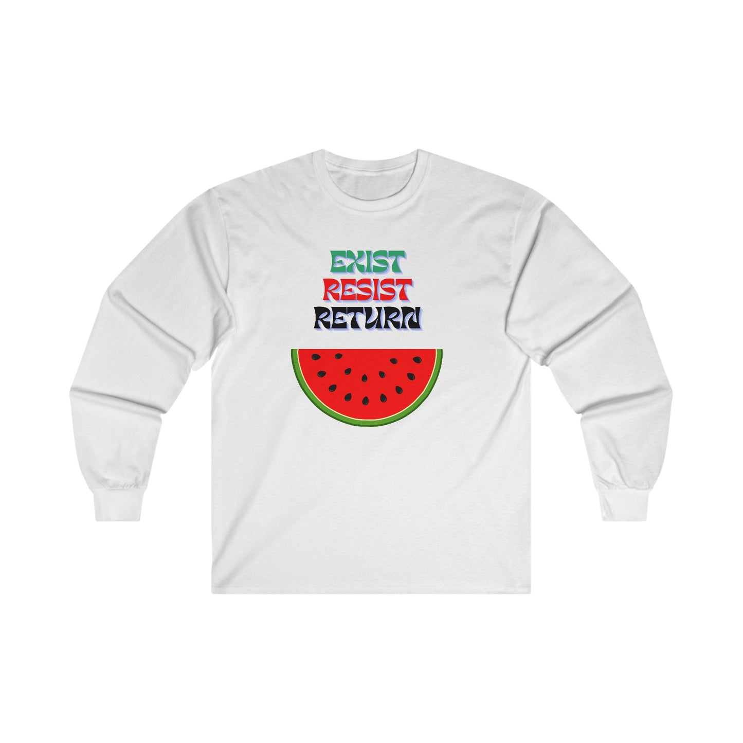 Adult Unisex Palestine Watermelon Long Sleeve Tee