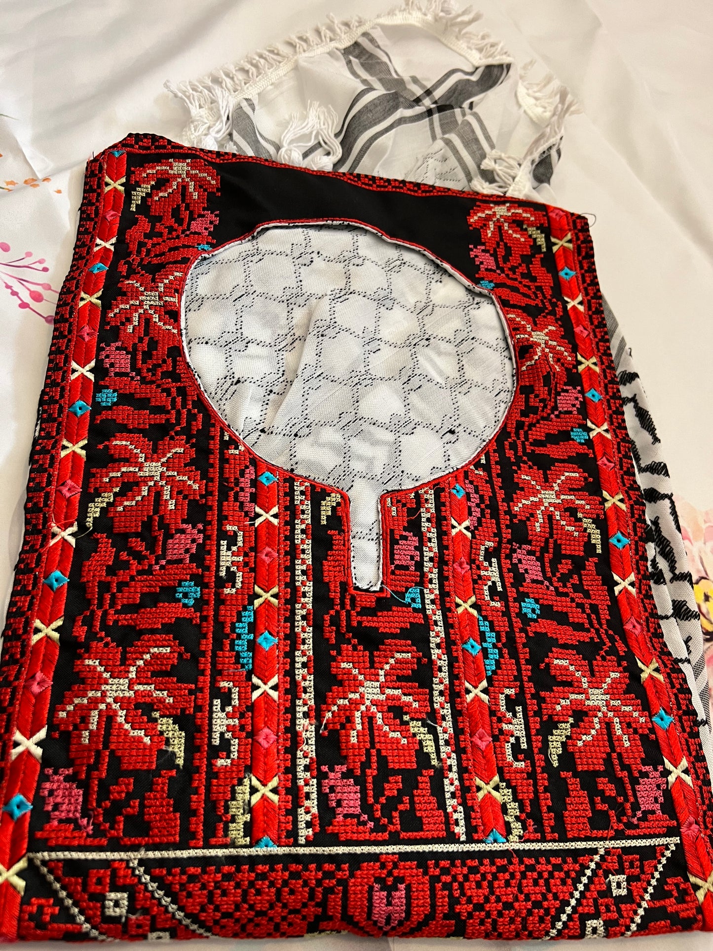 Palestinian Embroidered Kuffiyeh Poncho