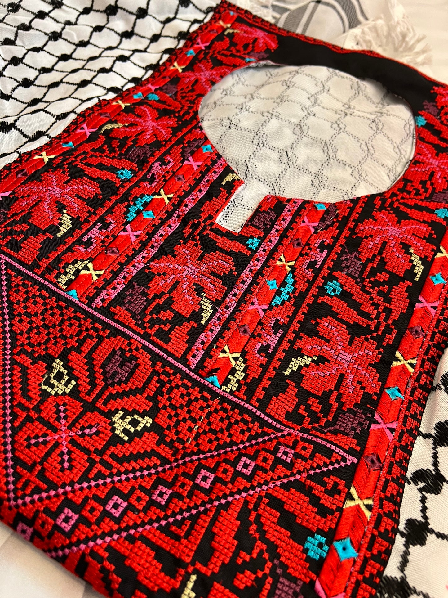 Palestinian Embroidered Kuffiyeh Poncho