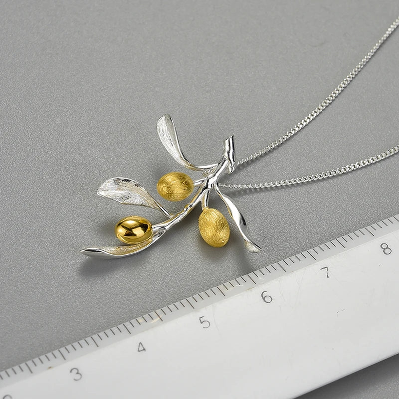 Sterling Silver Olive Branch Necklace