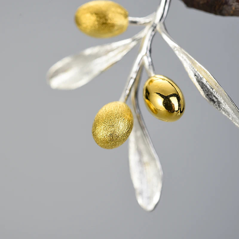 Sterling Silver Olive Branch Stud Earrings