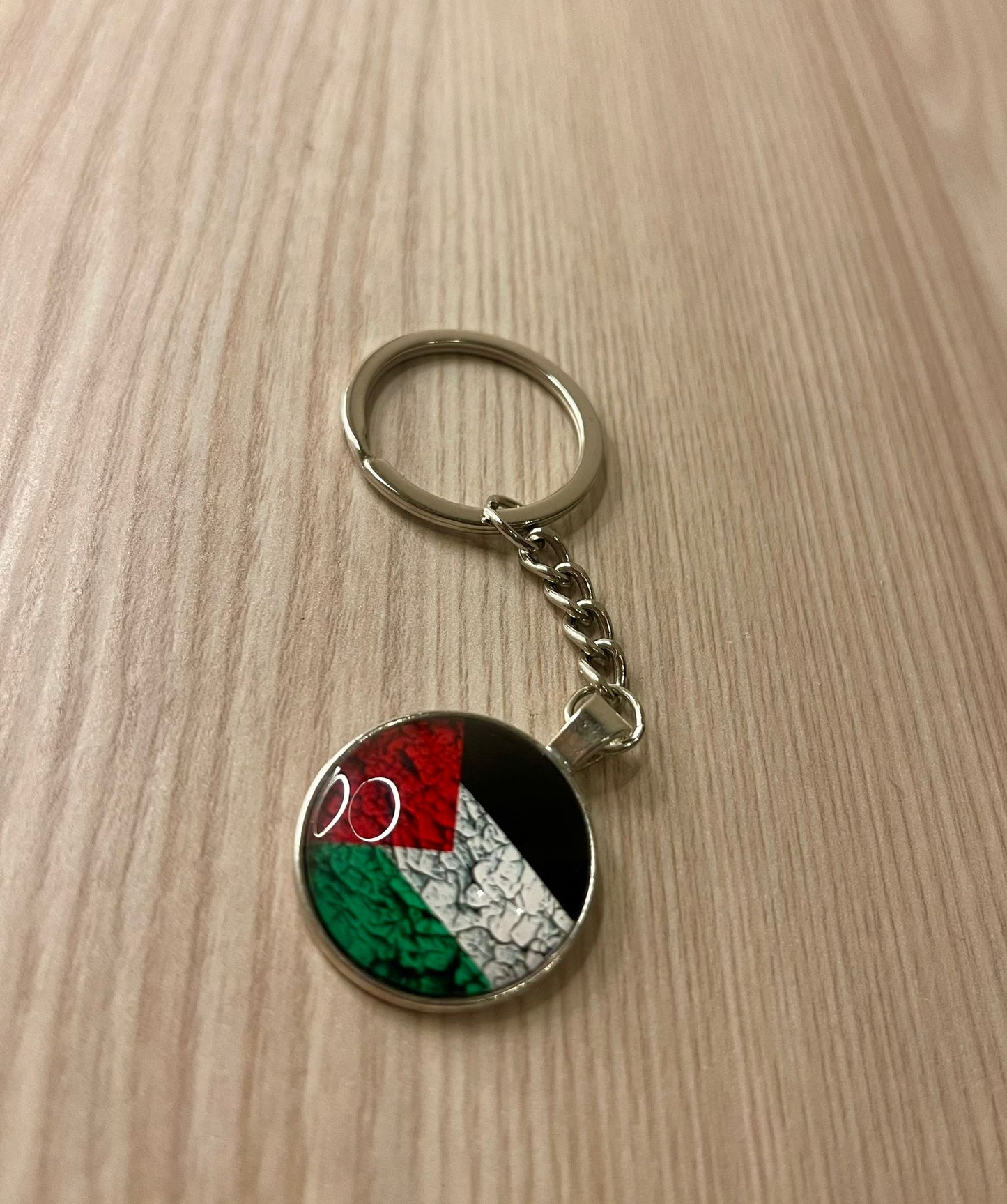 Palestine Flag Cracked stone glass keychain, 25mm