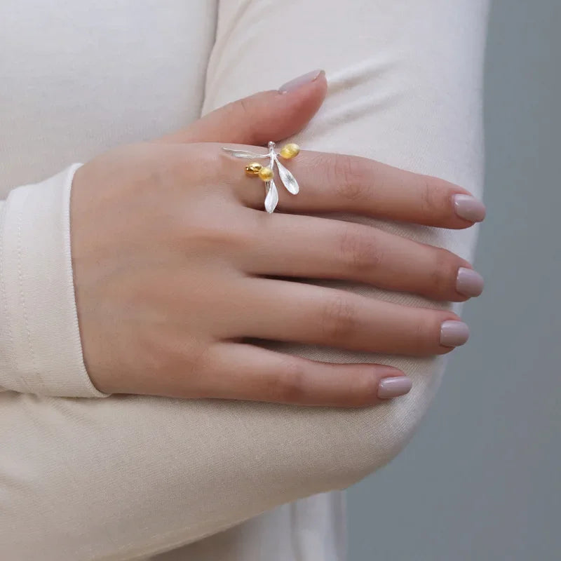 Sterling Silver Olive Tree Branch Ring