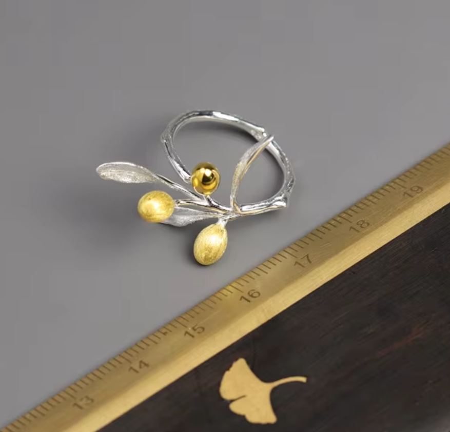 Sterling Silver Olive Tree Branch Ring