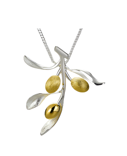 Sterling Silver Olive Branch Necklace